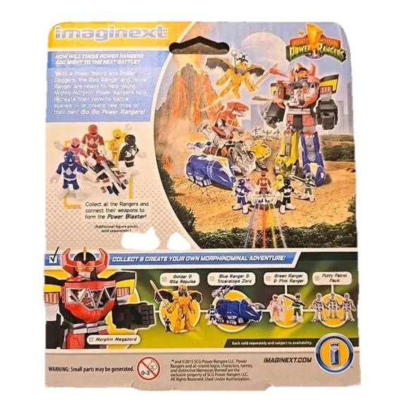 Imaginext Mighty Morphin Power Rangers - Yellow & Red Ranger. 2015. * NIB * - Picture 2 of 2